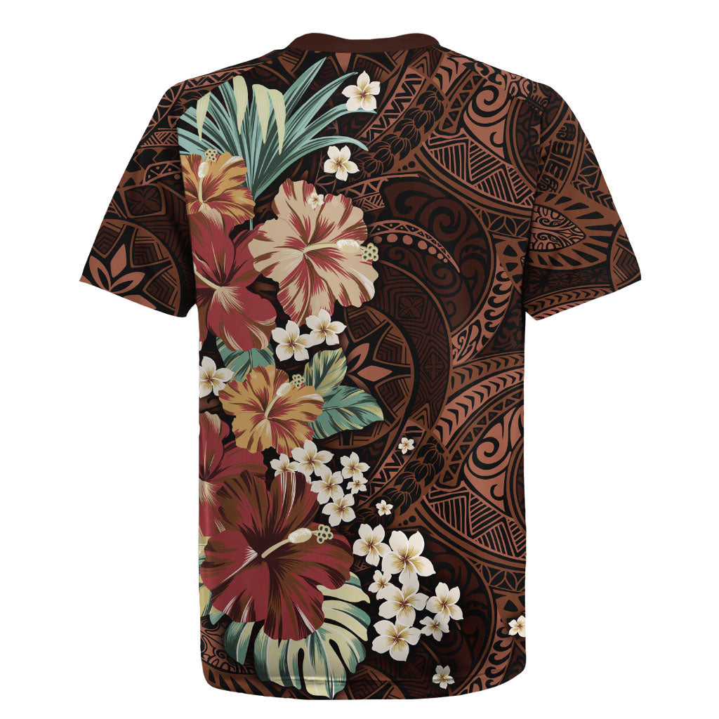 Kanoa Hawai'i Hibiscus Rugby Jersey Polynesian Tribal Tattoo Pattern Floral Elements LT9 - Polynesian Pride