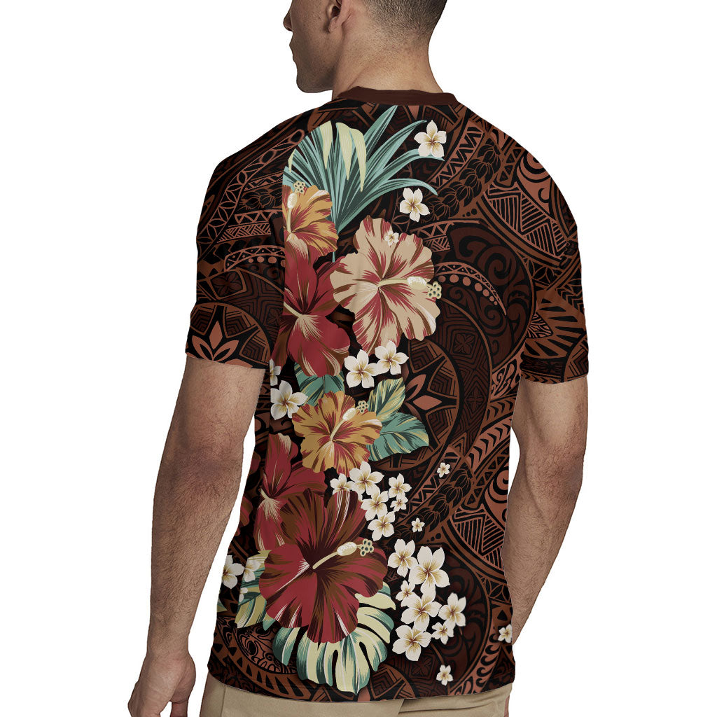 Kanoa Hawai'i Hibiscus Rugby Jersey Polynesian Tribal Tattoo Pattern Floral Elements LT9 - Polynesian Pride