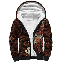 Kanoa Hawai'i Hibiscus Sherpa Hoodie Polynesian Tribal Tattoo Pattern Floral Elements LT9 Unisex Brown - Polynesian Pride