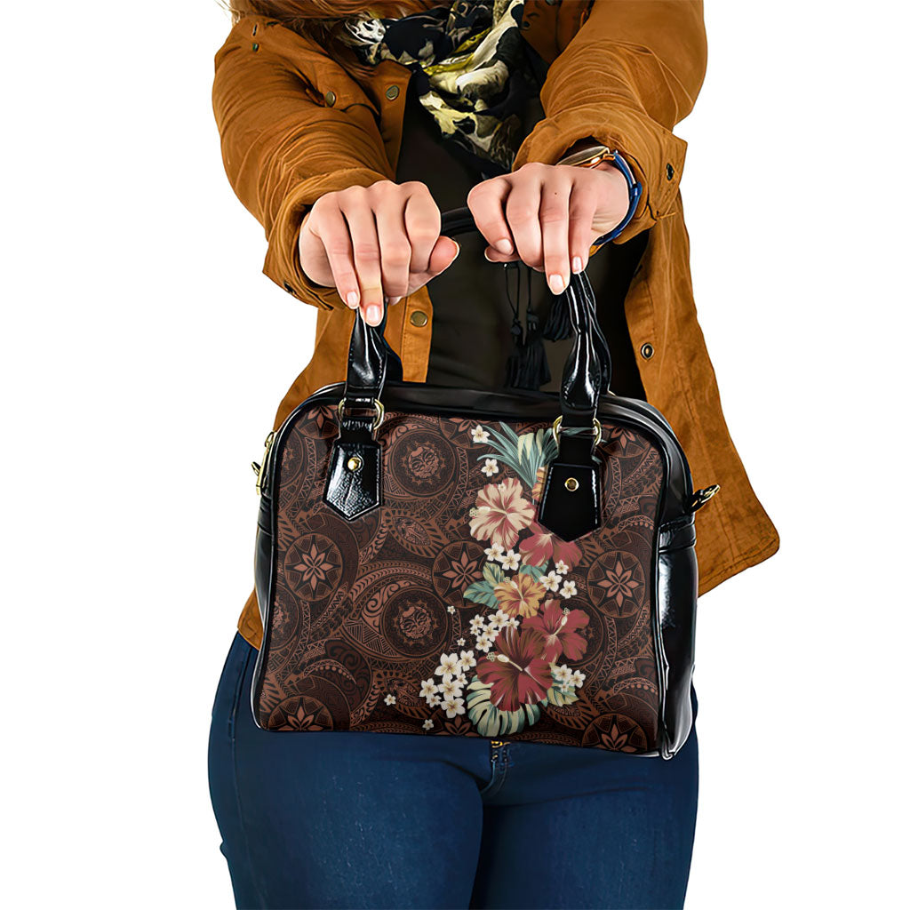 Kanoa Hawai'i Hibiscus Shoulder Handbag Polynesian Tribal Tattoo Pattern Floral Elements LT9 One Size Brown - Polynesian Pride