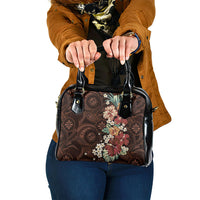 Kanoa Hawai'i Hibiscus Shoulder Handbag Polynesian Tribal Tattoo Pattern Floral Elements LT9 One Size Brown - Polynesian Pride