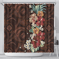 Kanoa Hawai'i Hibiscus Shower Curtain Polynesian Tribal Tattoo Pattern Floral Elements LT9 - Polynesian Pride