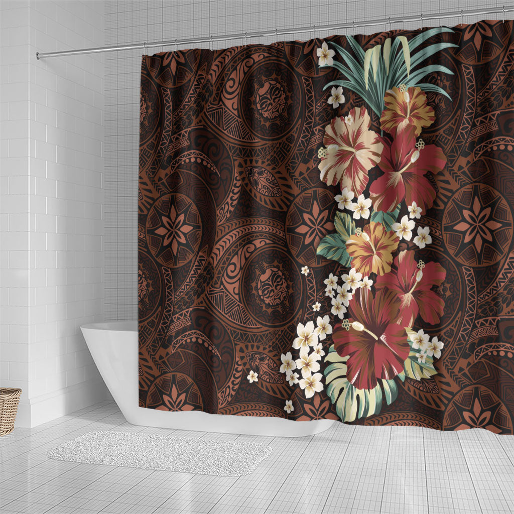 Kanoa Hawai'i Hibiscus Shower Curtain Polynesian Tribal Tattoo Pattern Floral Elements LT9 - Polynesian Pride