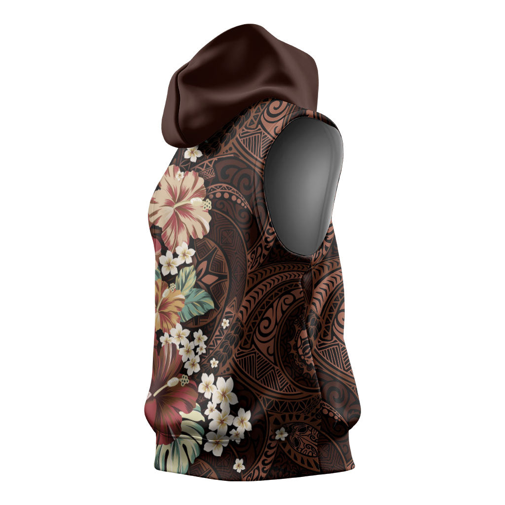 Kanoa Hawai'i Hibiscus Sleeveless Hoodie Polynesian Tribal Tattoo Pattern Floral Elements LT9 - Polynesian Pride