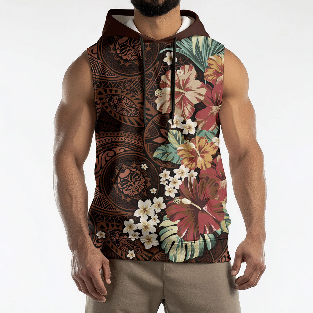 Kanoa Hawai'i Hibiscus Sleeveless Hoodie Polynesian Tribal Tattoo Pattern Floral Elements LT9 - Polynesian Pride