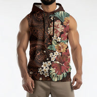 Kanoa Hawai'i Hibiscus Sleeveless Hoodie Polynesian Tribal Tattoo Pattern Floral Elements LT9 - Polynesian Pride