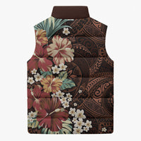 Kanoa Hawai'i Hibiscus Sleeveless Puffer Jacket Polynesian Tribal Tattoo Pattern Floral Elements LT9 - Polynesian Pride