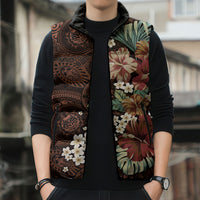Kanoa Hawai'i Hibiscus Sleeveless Puffer Jacket Polynesian Tribal Tattoo Pattern Floral Elements LT9 - Polynesian Pride