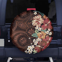Kanoa Hawai'i Hibiscus Spare Tire Cover Polynesian Tribal Tattoo Pattern Floral Elements LT9 No hole Brown - Polynesian Pride