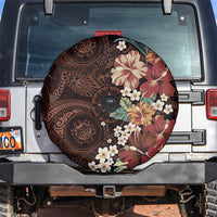 Kanoa Hawai'i Hibiscus Spare Tire Cover Polynesian Tribal Tattoo Pattern Floral Elements LT9 Brown - Polynesian Pride