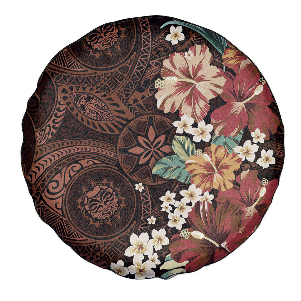 Kanoa Hawai'i Hibiscus Spare Tire Cover Polynesian Tribal Tattoo Pattern Floral Elements LT9 - Polynesian Pride