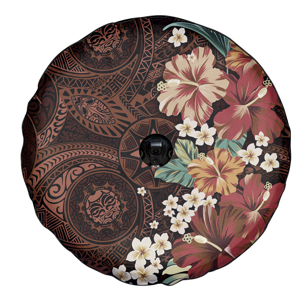 Kanoa Hawai'i Hibiscus Spare Tire Cover Polynesian Tribal Tattoo Pattern Floral Elements LT9 - Polynesian Pride
