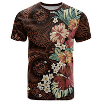 Kanoa Hawai'i Hibiscus T Shirt Polynesian Tribal Tattoo Pattern Floral Elements LT9 Brown - Polynesian Pride