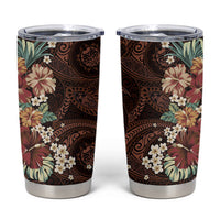 Kanoa Hawai'i Hibiscus Tumbler Cup Polynesian Tribal Tattoo Pattern Floral Elements LT9 Brown - Polynesian Pride