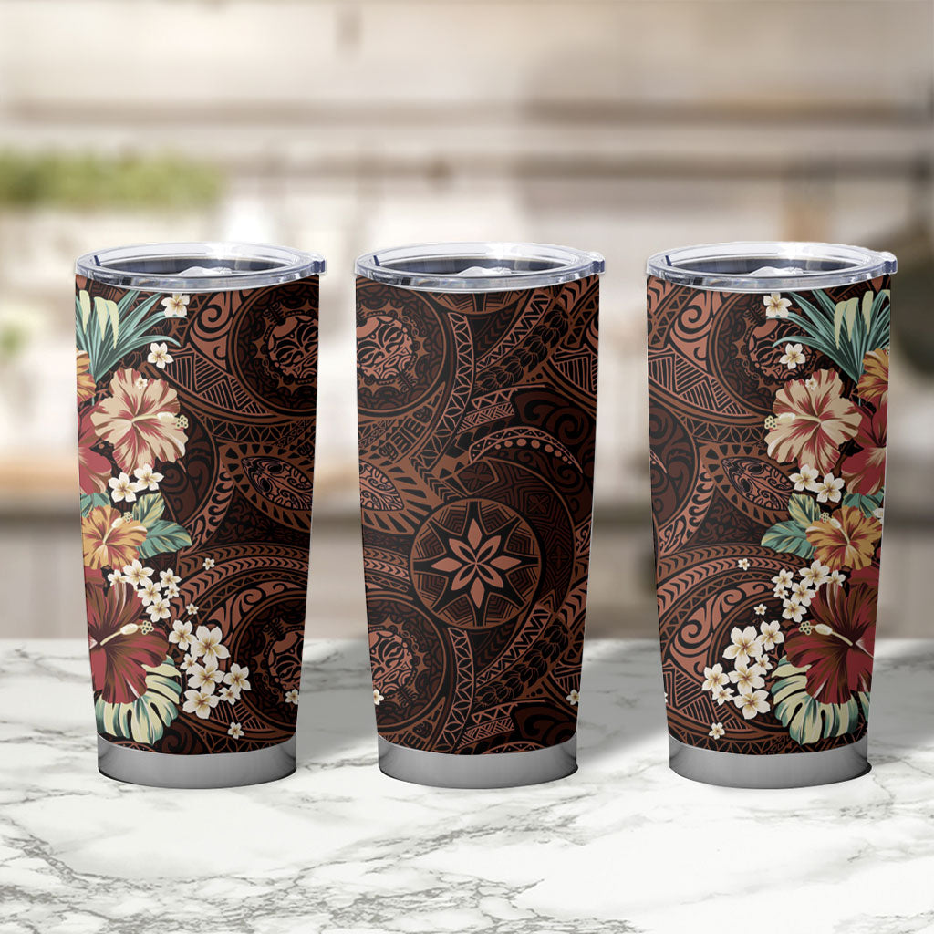 Kanoa Hawai'i Hibiscus Tumbler Cup Polynesian Tribal Tattoo Pattern Floral Elements LT9 - Polynesian Pride