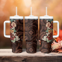Kanoa Hawai'i Hibiscus Tumbler With Handle Polynesian Tribal Tattoo Pattern Floral Elements LT9 - Polynesian Pride