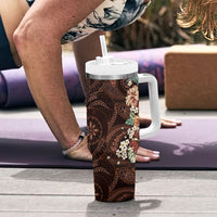 Kanoa Hawai'i Hibiscus Tumbler With Handle Polynesian Tribal Tattoo Pattern Floral Elements LT9 - Polynesian Pride