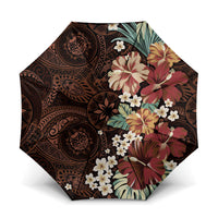 Kanoa Hawai'i Hibiscus Umbrella Polynesian Tribal Tattoo Pattern Floral Elements LT9 One Size Folded 11.42 inch Opened Diameter 37.4 inch Brown - Polynesian Pride