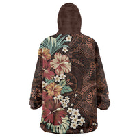 Kanoa Hawai'i Hibiscus Wearable Blanket Hoodie Polynesian Tribal Tattoo Pattern Floral Elements LT9 - Polynesian Pride