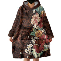 Kanoa Hawai'i Hibiscus Wearable Blanket Hoodie Polynesian Tribal Tattoo Pattern Floral Elements LT9 - Polynesian Pride