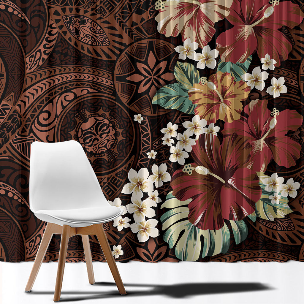 Kanoa Hawai'i Hibiscus Window Curtain Polynesian Tribal Tattoo Pattern Floral Elements LT9 - Polynesian Pride