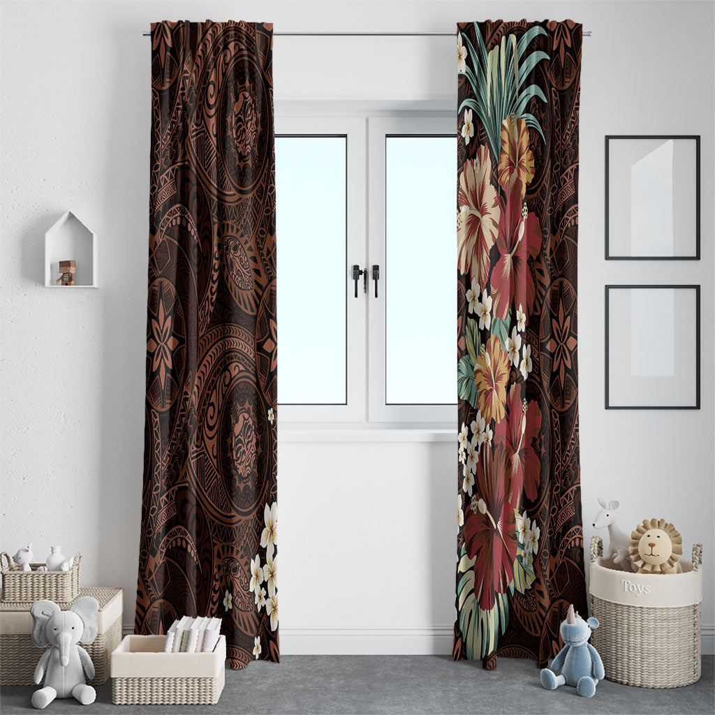 Kanoa Hawai'i Hibiscus Window Curtain Polynesian Tribal Tattoo Pattern Floral Elements LT9 - Polynesian Pride