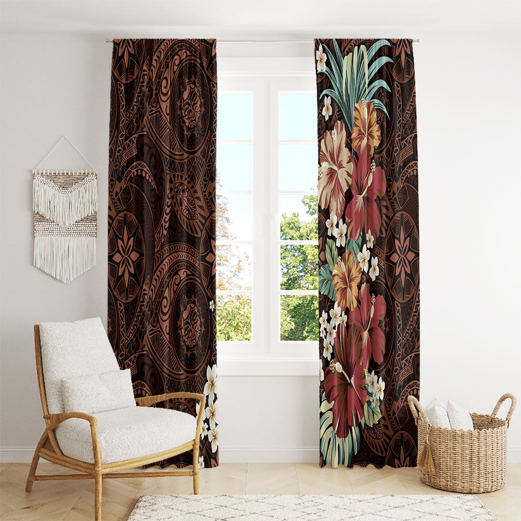 Kanoa Hawai'i Hibiscus Window Curtain Polynesian Tribal Tattoo Pattern Floral Elements LT9 - Polynesian Pride
