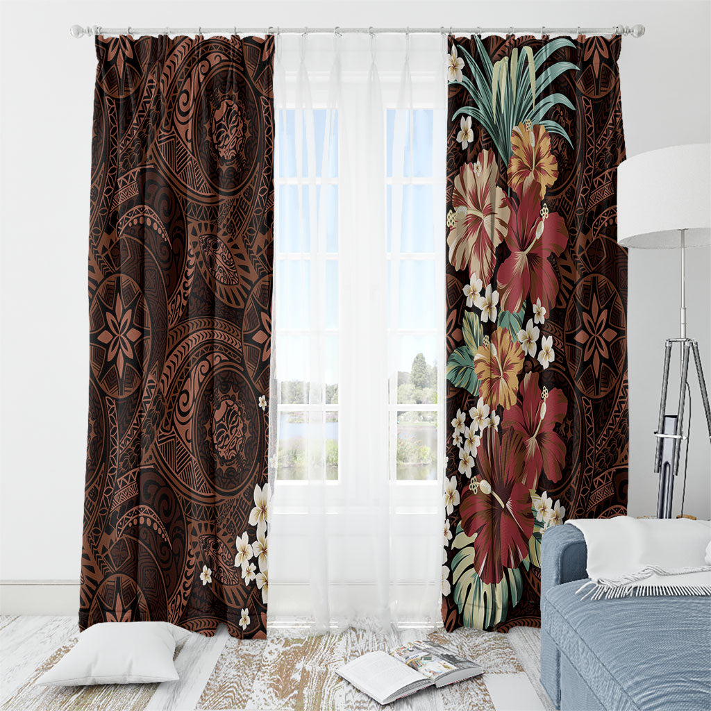 Kanoa Hawai'i Hibiscus Window Curtain Polynesian Tribal Tattoo Pattern Floral Elements LT9 - Polynesian Pride
