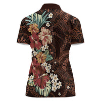 Kanoa Hawai'i Hibiscus Women Polo Shirt Polynesian Tribal Tattoo Pattern Floral Elements LT9 - Polynesian Pride