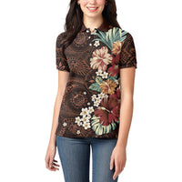 Kanoa Hawai'i Hibiscus Women Polo Shirt Polynesian Tribal Tattoo Pattern Floral Elements LT9 - Polynesian Pride