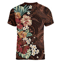 Kanoa Hawai'i Hibiscus Women V-Neck T-Shirt Polynesian Tribal Tattoo Pattern Floral Elements LT9 - Polynesian Pride