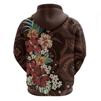 Kanoa Hawai'i Hibiscus Zip Hoodie Polynesian Tribal Tattoo Pattern Floral Elements LT9 - Polynesian Pride