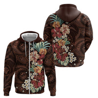 Kanoa Hawai'i Hibiscus Zip Hoodie Polynesian Tribal Tattoo Pattern Floral Elements LT9 - Polynesian Pride
