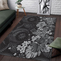 Pauli Hawai'i Hibiscus Area Rug Polynesian Tribal Tattoo Pattern Floral Elements LT9 Soft Black - Polynesian Pride
