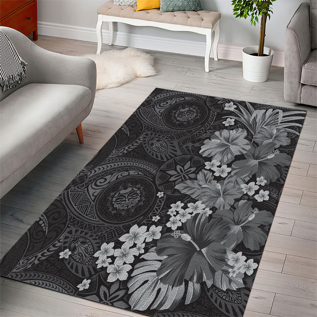 Pauli Hawai'i Hibiscus Area Rug Polynesian Tribal Tattoo Pattern Floral Elements LT9 - Polynesian Pride