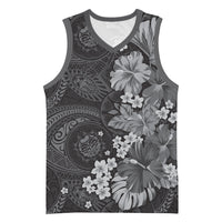 Pauli Hawai'i Hibiscus Basketball Jersey Polynesian Tribal Tattoo Pattern Floral Elements LT9 Unisex Soft Black - Polynesian Pride
