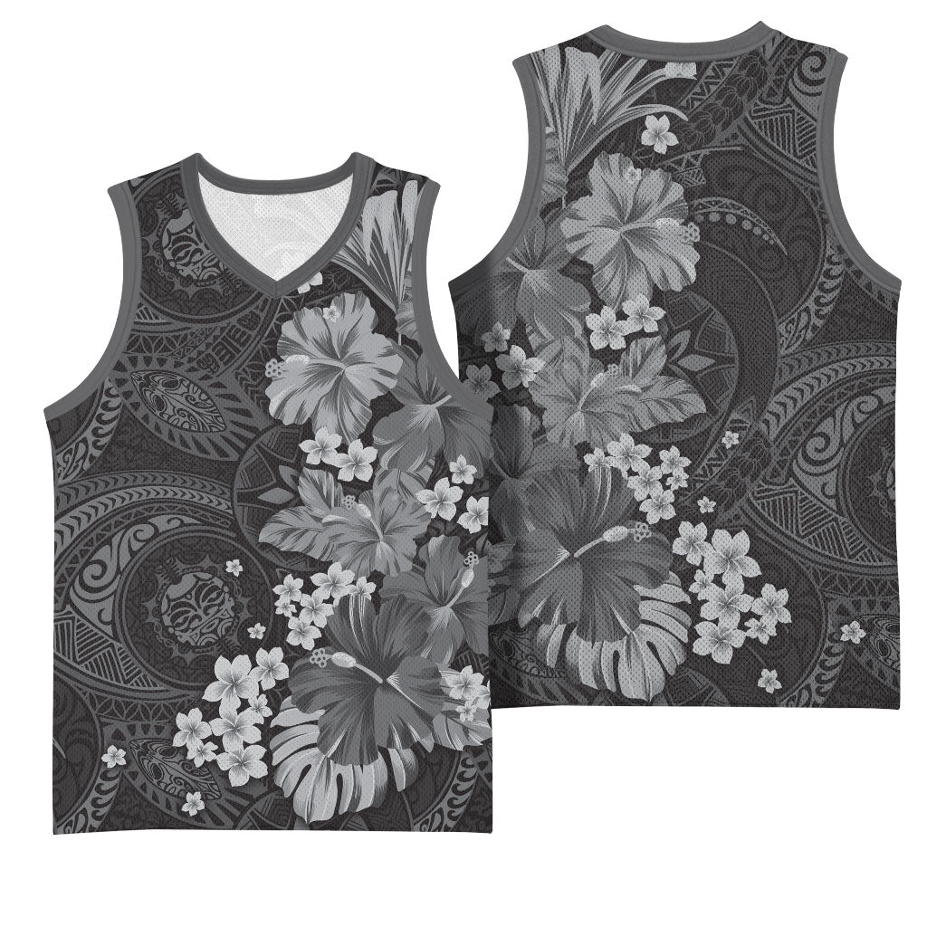 Pauli Hawai'i Hibiscus Basketball Jersey Polynesian Tribal Tattoo Pattern Floral Elements LT9 - Polynesian Pride