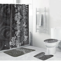 Pauli Hawai'i Hibiscus Bathroom Set Polynesian Tribal Tattoo Pattern Floral Elements LT9 Bathroom Set (4 pcs) Soft Black - Polynesian Pride