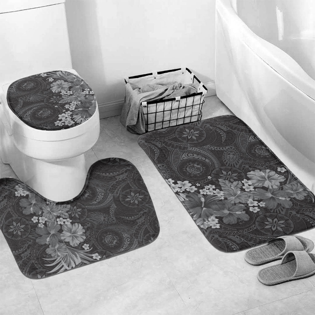 Pauli Hawai'i Hibiscus Bathroom Set Polynesian Tribal Tattoo Pattern Floral Elements LT9 Mat Set Only (3 pcs) One Size Soft Black - Polynesian Pride