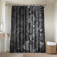 Pauli Hawai'i Hibiscus Bathroom Set Polynesian Tribal Tattoo Pattern Floral Elements LT9 Shower Curtain Only Soft Black - Polynesian Pride