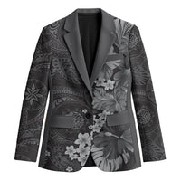 Pauli Hawai'i Hibiscus Blazer Polynesian Tribal Tattoo Pattern Floral Elements LT9 Unisex Soft Black - Polynesian Pride