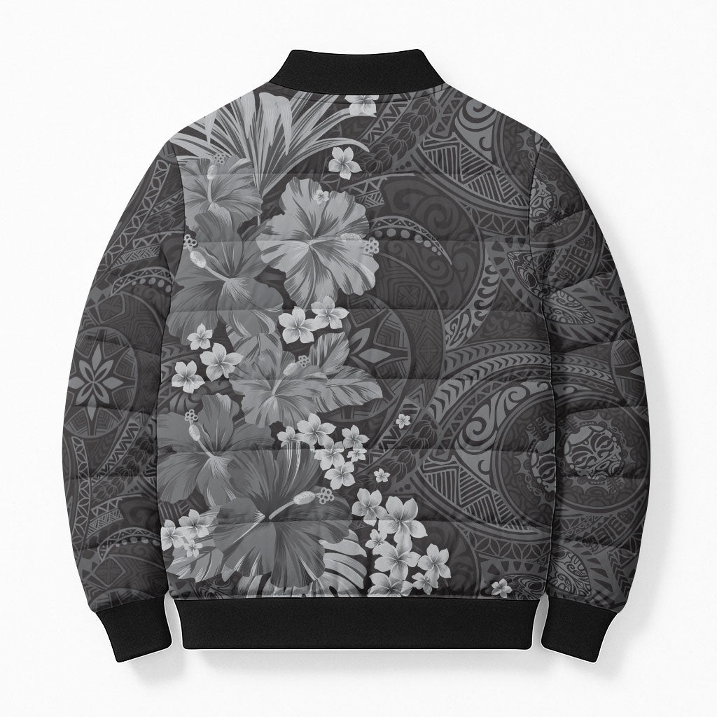 Pauli Hawai'i Hibiscus Bomber Puffer Jacket Polynesian Tribal Tattoo Pattern Floral Elements LT9 - Polynesian Pride
