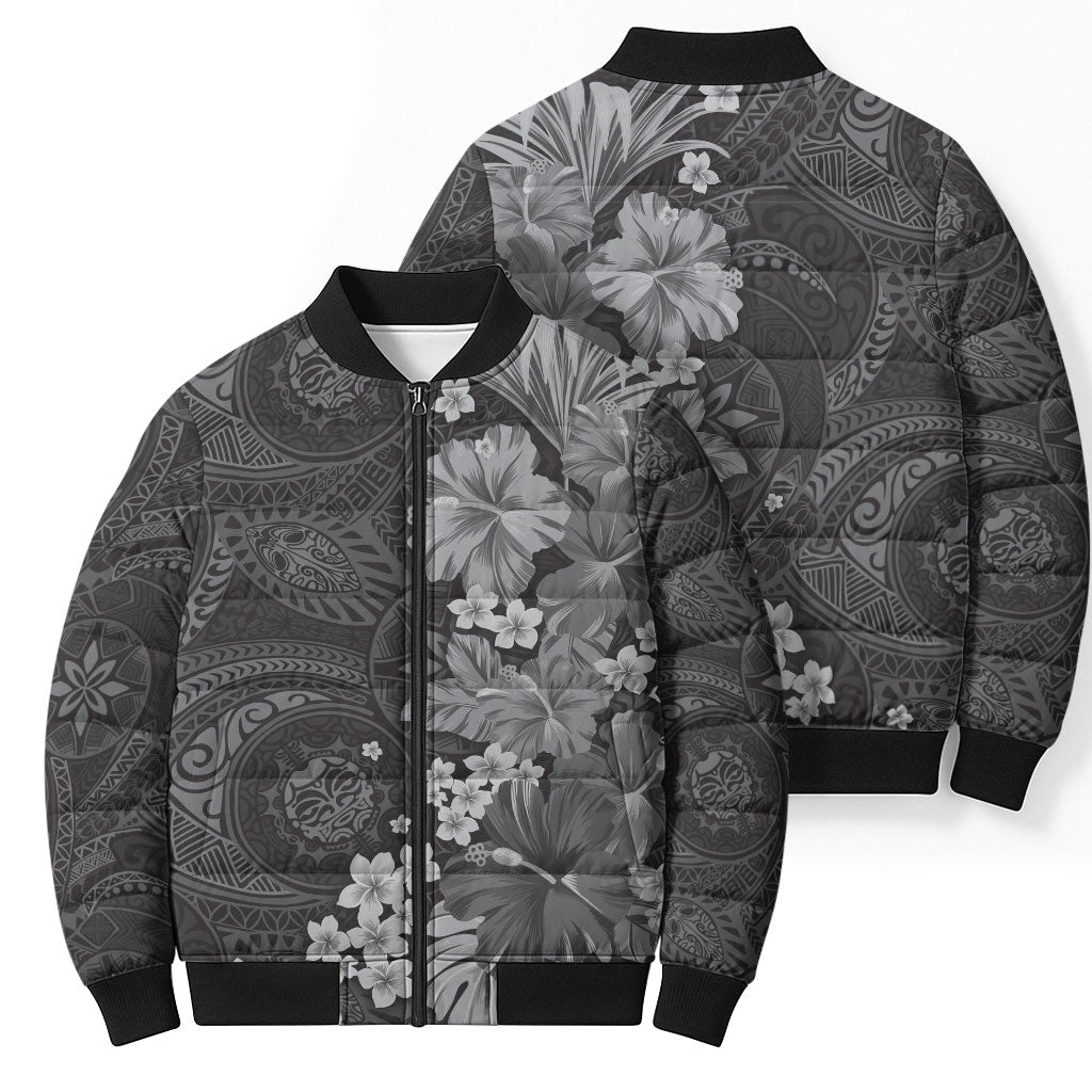 Pauli Hawai'i Hibiscus Bomber Puffer Jacket Polynesian Tribal Tattoo Pattern Floral Elements LT9 - Polynesian Pride