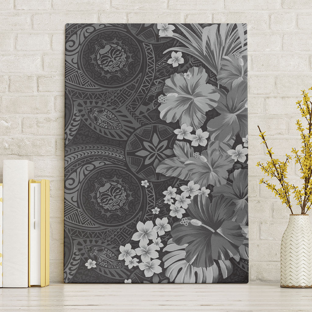 Pauli Hawai'i Hibiscus Canvas Wall Art Polynesian Tribal Tattoo Pattern Floral Elements LT9 Without Frame Soft Black - Polynesian Pride