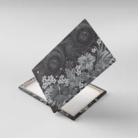 Pauli Hawai'i Hibiscus Canvas Wall Art Polynesian Tribal Tattoo Pattern Floral Elements LT9 With Frame Soft Black - Polynesian Pride