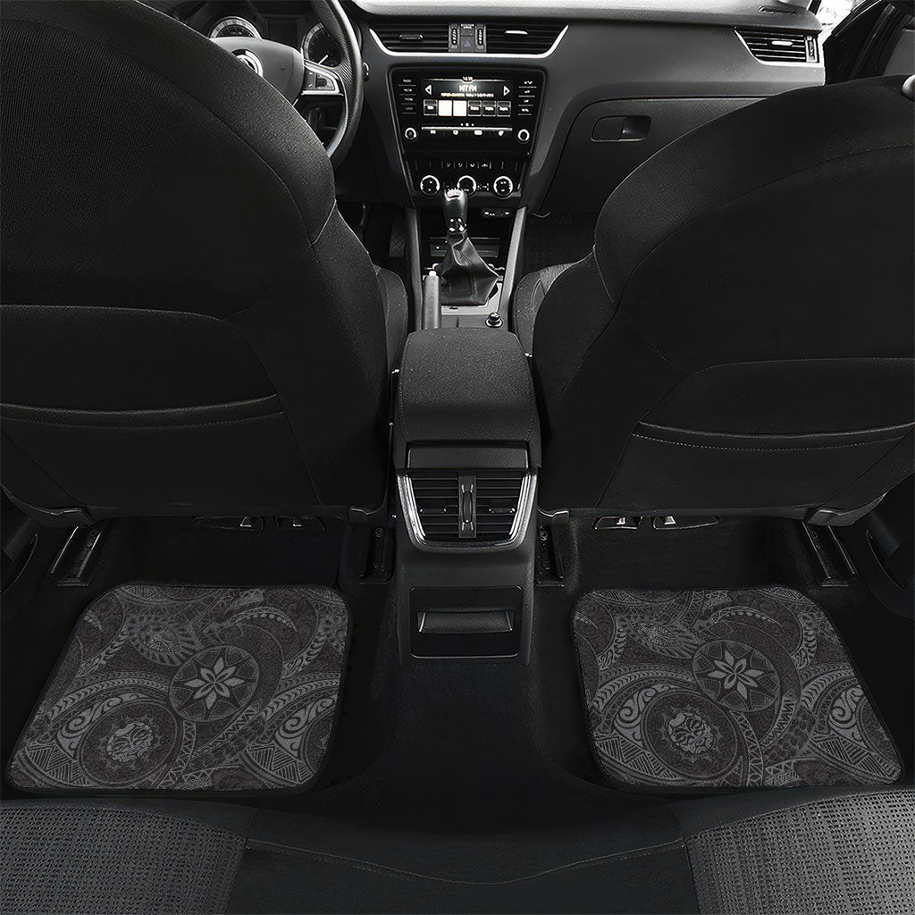 Pauli Hawai'i Hibiscus Car Mats Polynesian Tribal Tattoo Pattern Floral Elements LT9 Set 2pcs - Back Soft Black - Polynesian Pride
