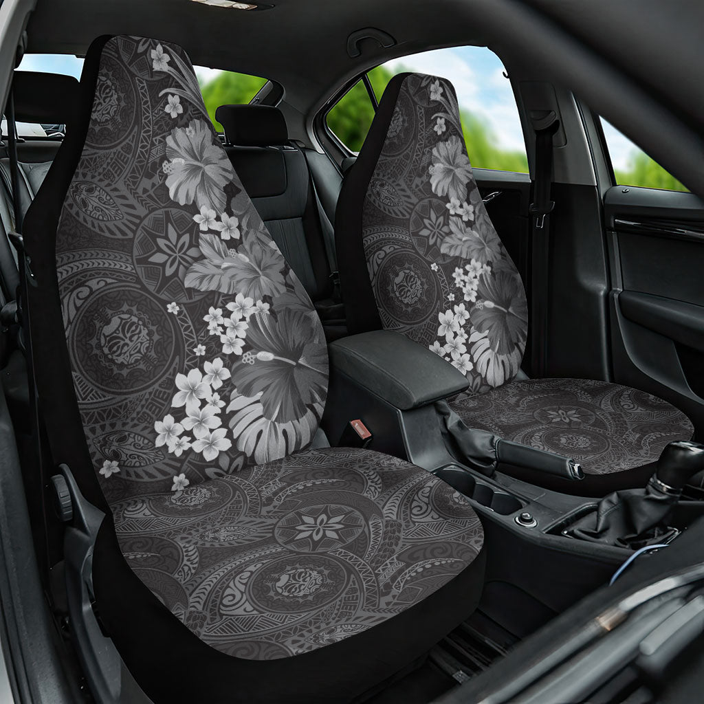 Pauli Hawai'i Hibiscus Car Seat Cover Polynesian Tribal Tattoo Pattern Floral Elements LT9 One Size Soft Black - Polynesian Pride