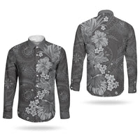 Pauli Hawai'i Hibiscus Couples Matching Puletasi and Long Sleeve Button Shirt Polynesian Tribal Tattoo Pattern Floral Elements LT9 - Polynesian Pride