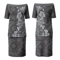 Pauli Hawai'i Hibiscus Couples Matching Puletasi and Long Sleeve Button Shirt Polynesian Tribal Tattoo Pattern Floral Elements LT9 - Polynesian Pride