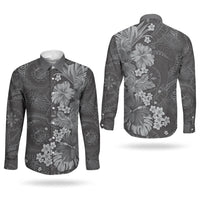 Pauli Hawai'i Hibiscus Couples Matching Short Sleeve Bodycon Dress and Long Sleeve Button Shirt Polynesian Tribal Tattoo Pattern Floral Elements LT9 - Polynesian Pride